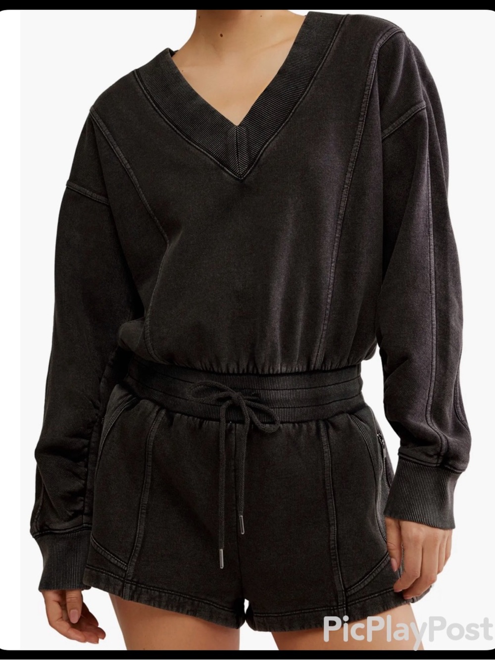 NWT Free People FP Movement Intercept Romper in Washed Black Size XS